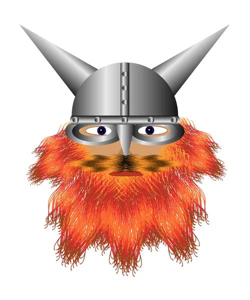 Viking in a helmet with a red beard — Stock Vector