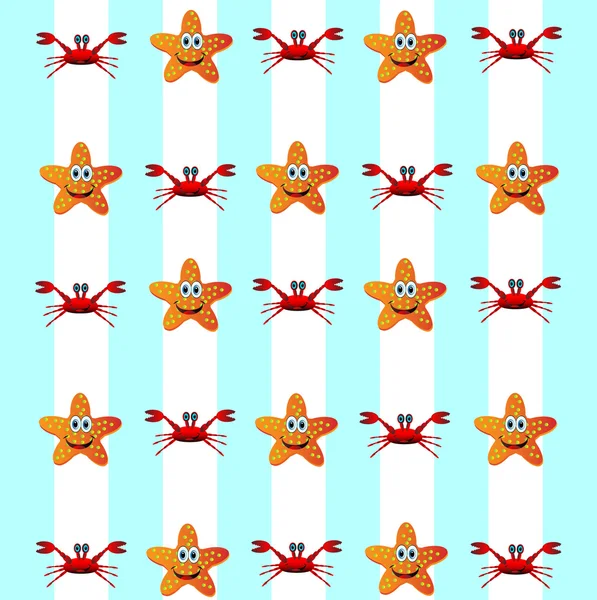 Patrón de cangrejos y estrellas de mar — Archivo Imágenes Vectoriales