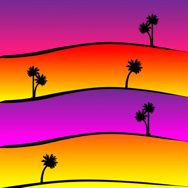 Muster mit Palmen bei Sonnenuntergang — Stockvektor
