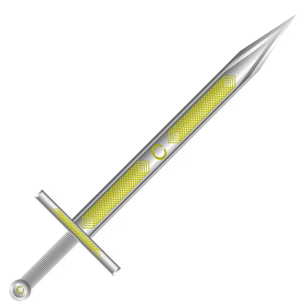 Beyaz altın ile dekore edilmiş kılıç — Stok Vektör