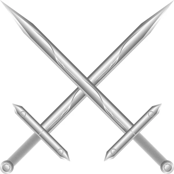 Två korsade svärd på vit — Stock vektor