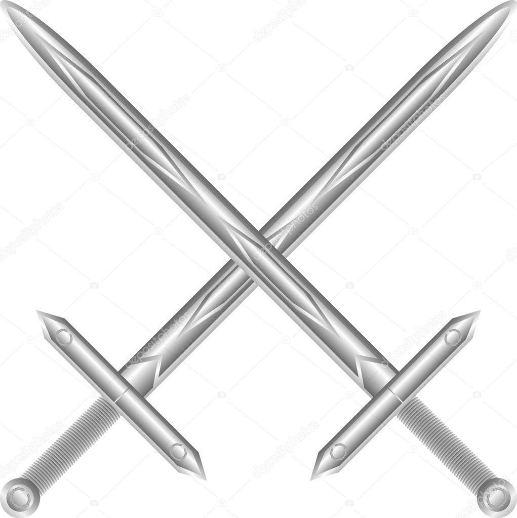 Two crossed swords icon gray monochrome Royalty Free Vector