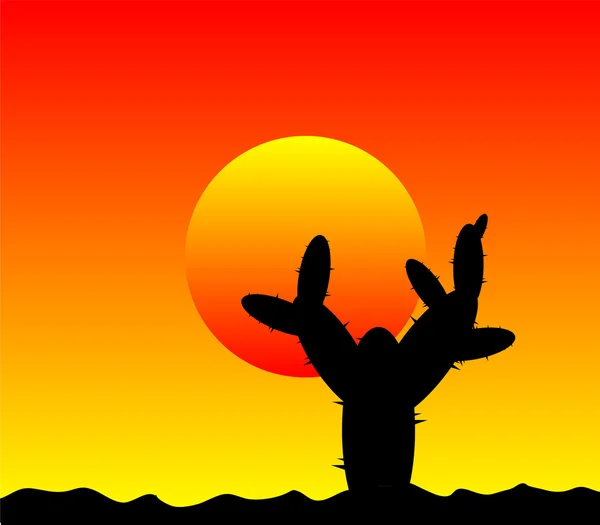 Mexique coucher de soleil désert avec des plantes de cactus — Image vectorielle