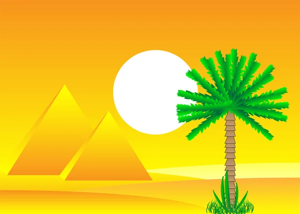 Desierto del Sahara con pirámides egipcias de día — Vector de stock