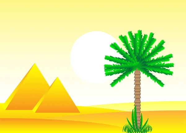 Saharawoestijn met Egyptische piramiden per dag — Stockvector