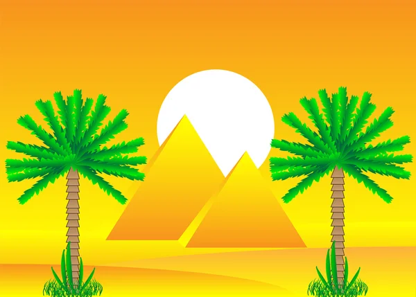 Deserto del Sahara con piramidi egiziane di giorno — Vettoriale Stock