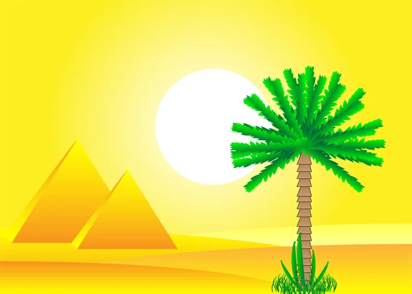 Güne göre Mısır piramitleri ile Sahra Çölü — Stok Vektör