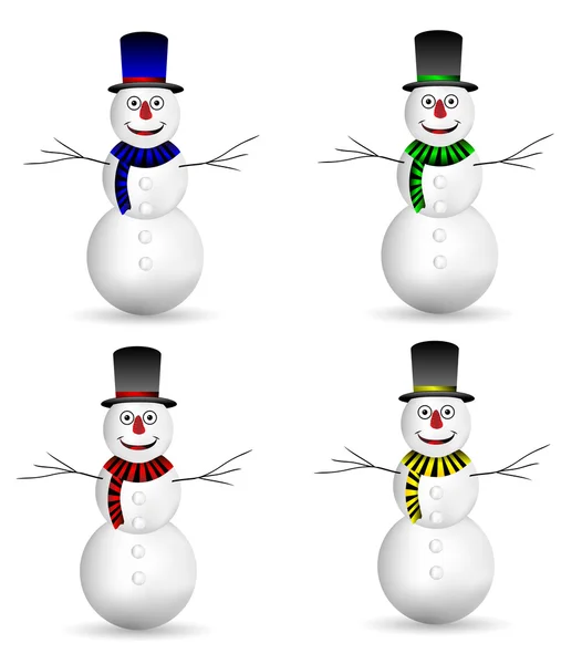在白色 snowmans 一套 — 图库矢量图片