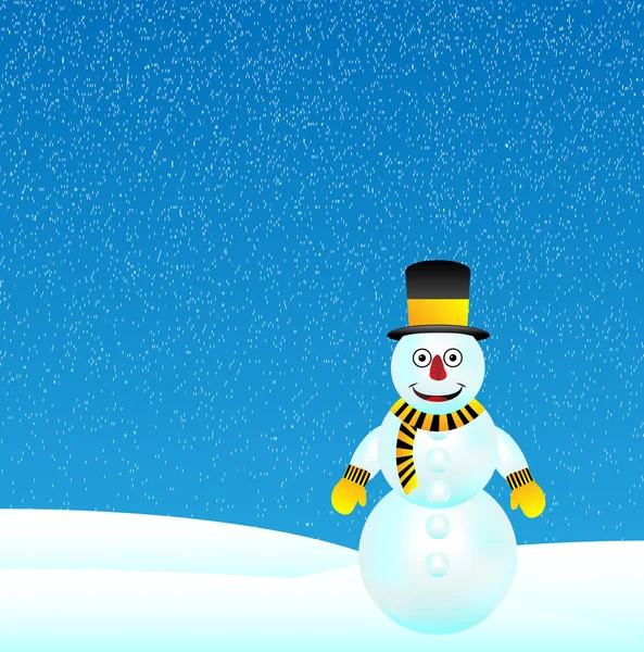 Paisaje de invierno con muñeco de nieve — Archivo Imágenes Vectoriales