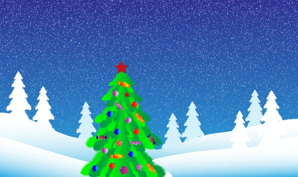 Vánoční strom v lese strom jedle — Stockový vektor