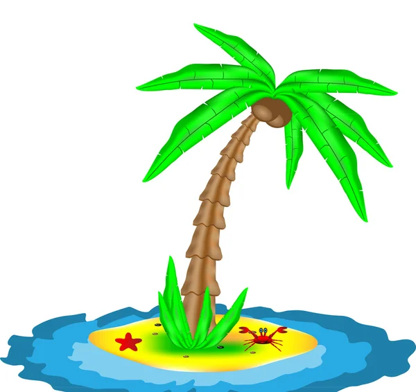 Tropical island with coconut palm — Stock Vector