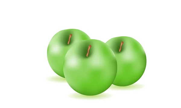 Три зелене яблуко — стоковий вектор
