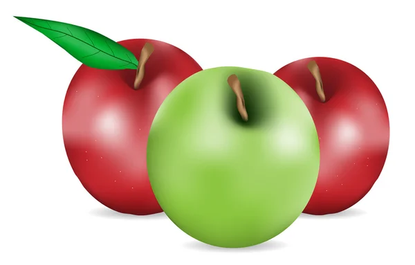 Tre äpple — Stock vektor