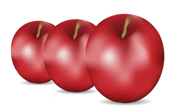Drei rote Äpfel — Stockvektor