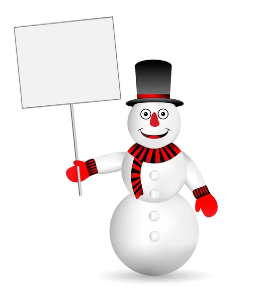Snowman with sign — Stock Vector