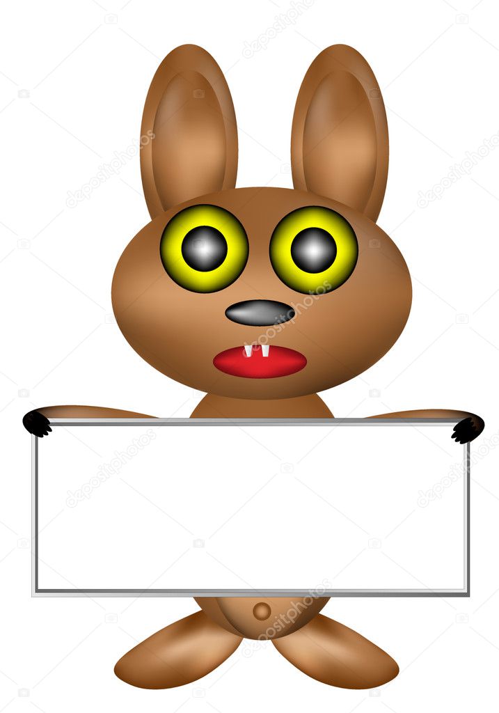 Rabbit with blank sign