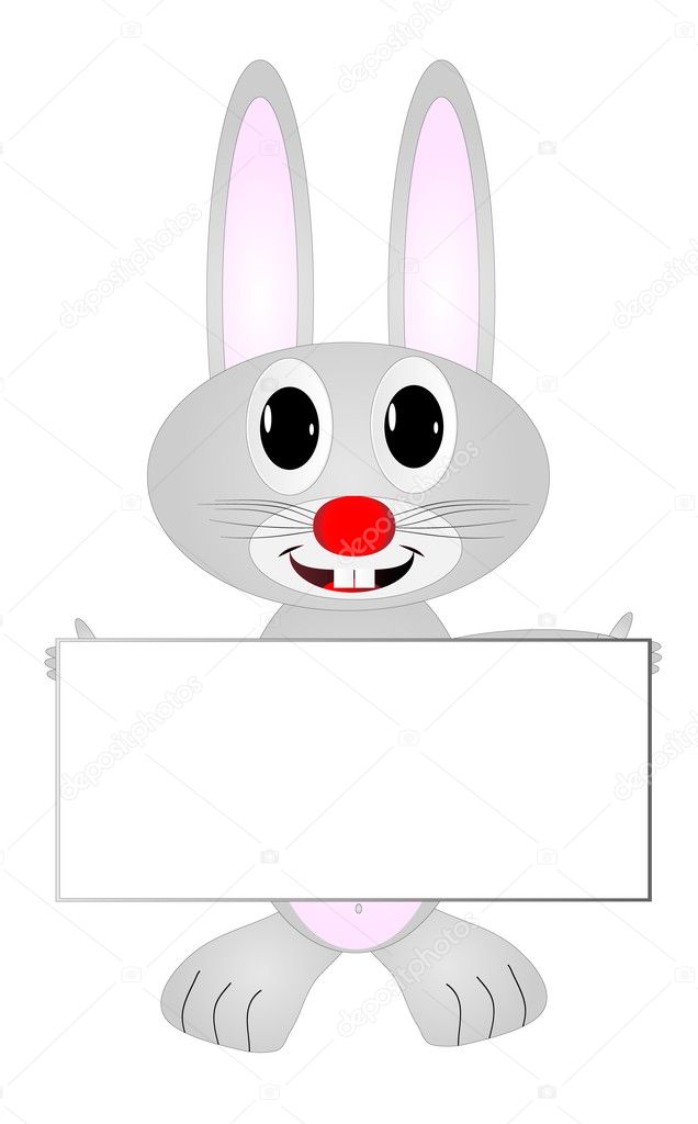 Rabbit with blank sign