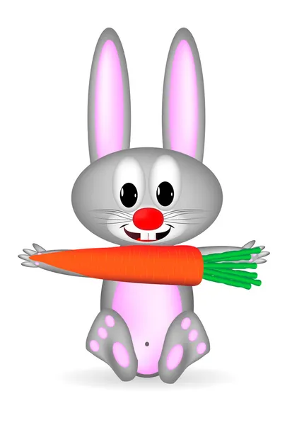 Kaninchen hält riesige Möhre in der Hand — Stockvektor