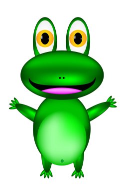 Vector happy green frog clipart