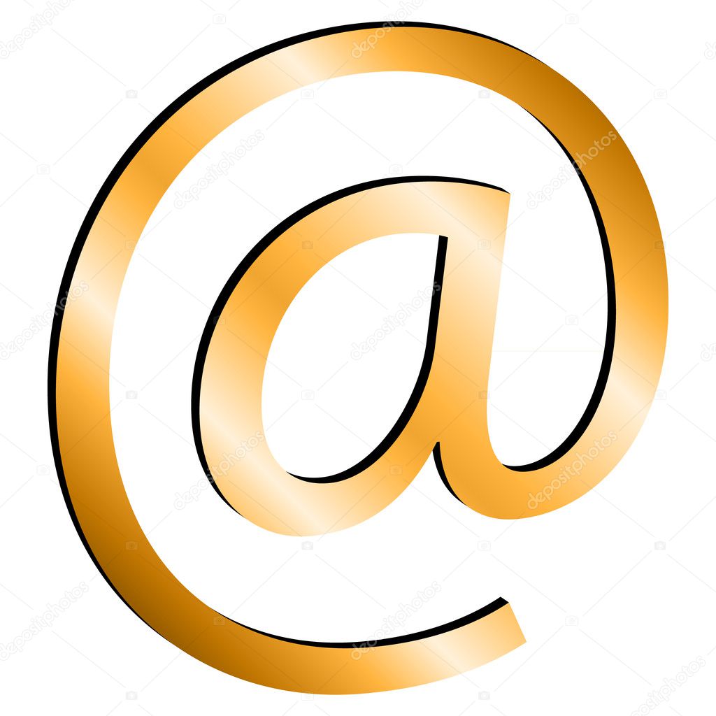 Gold email isolated on white background - vector