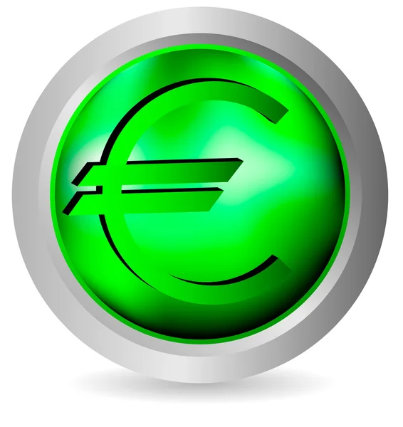 Euro icono, botón . — Archivo Imágenes Vectoriales