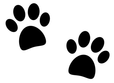 Black paw print on white clipart