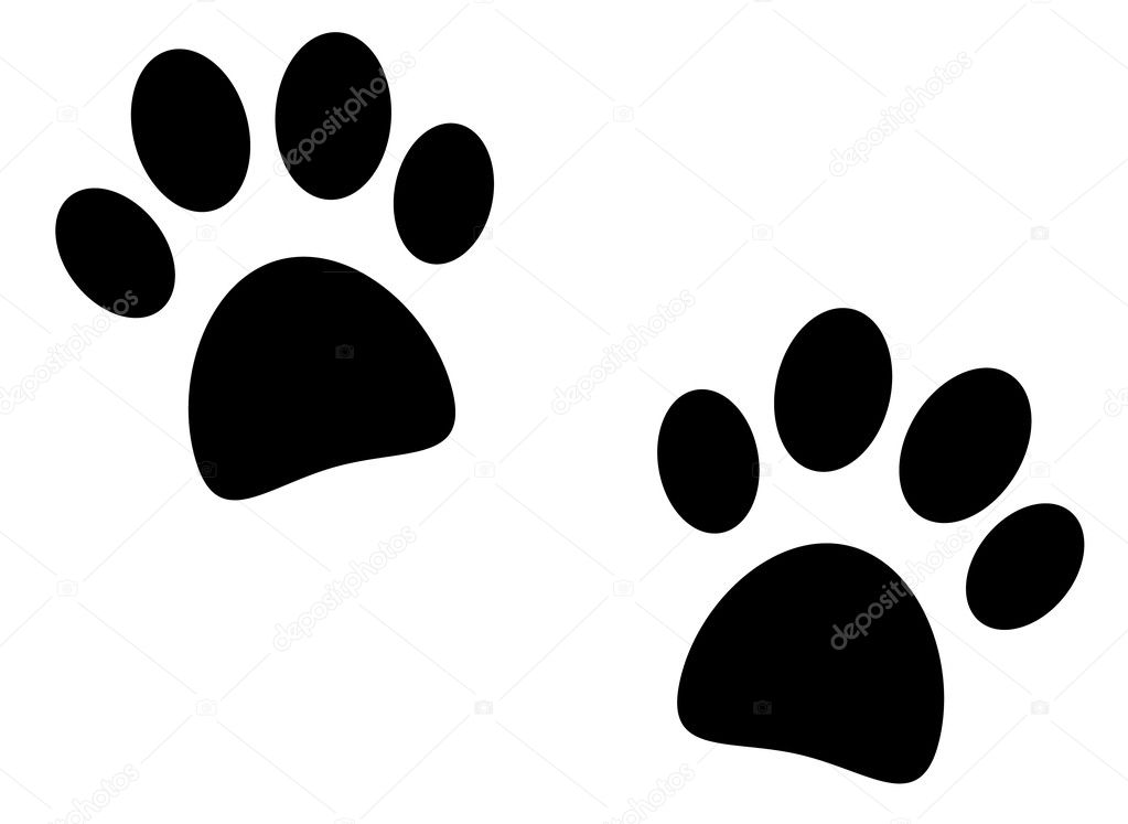 Black paw print on white