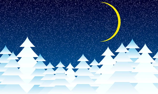 Зимний пейзаж ночью — стоковый вектор