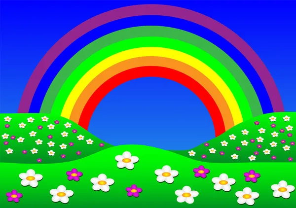 Landscape with a rainbow — Stock Vector