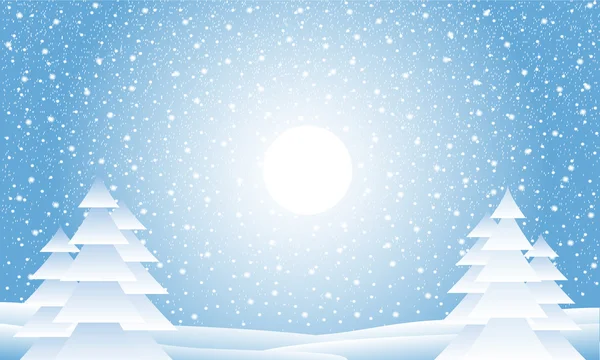 Winter landscape with falling snow — Stock Vector