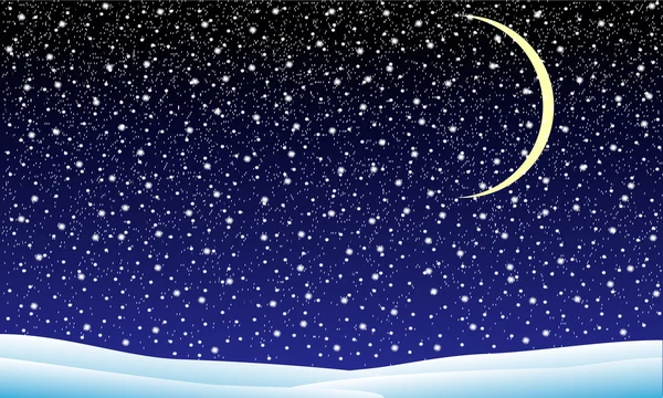 Paysage hivernal avec chute de neige la nuit — Image vectorielle
