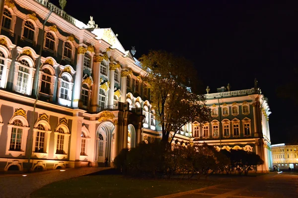 Das staatliche einsiedeleimuseum bei nacht in st.petersburg — Stockfoto