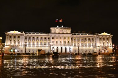 View of Mariinsky Palace at night clipart