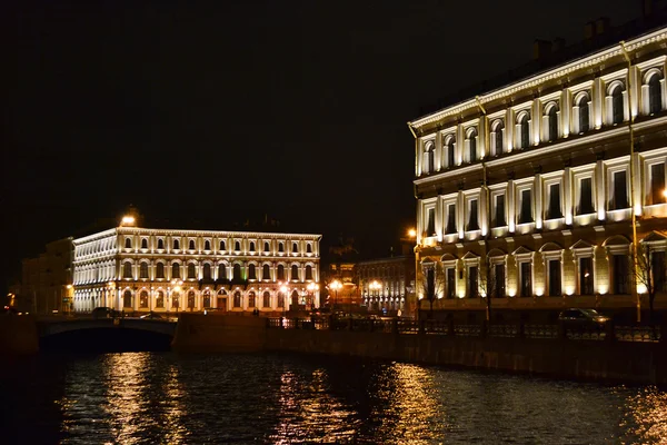 Widok rzeki moika noc w Sankt Petersburgu — Zdjęcie stockowe