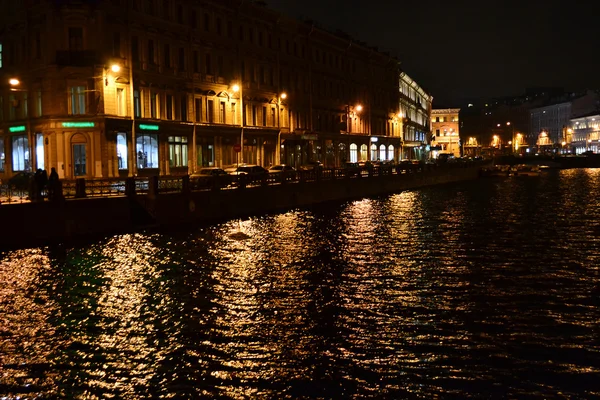 Moika river at night — Stock Photo, Image