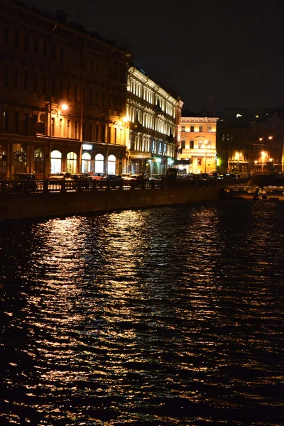 Moika floden på natten — Stockfoto
