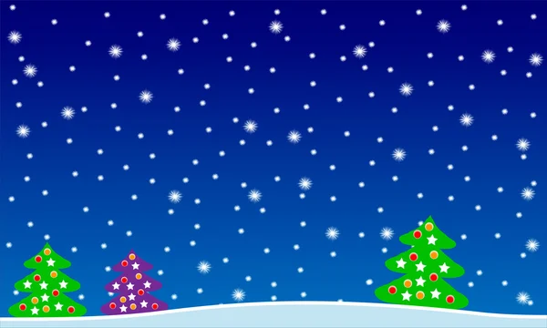 전나무 나무와 겨울 크리스마스 풍경 — 스톡 벡터