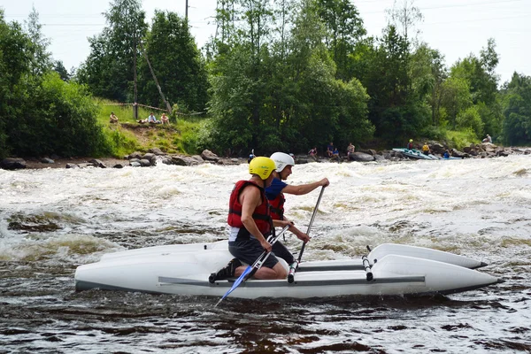 Kayaker na rzeki vuoksi — Zdjęcie stockowe