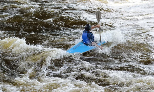 Kayaker on river Vuoksi — Stock Photo, Image