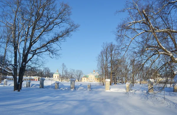 Paisaje invernal con palacio, Oranienbaum — Foto de Stock