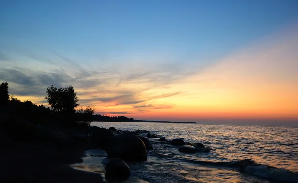 stock image Summer sunset on lake Ladoga