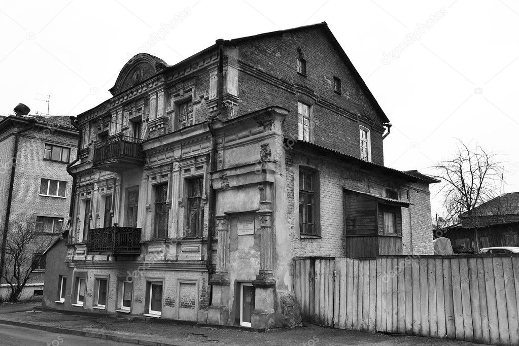 The old dilapidated building in the historic part of Vitebsk, Belarus.