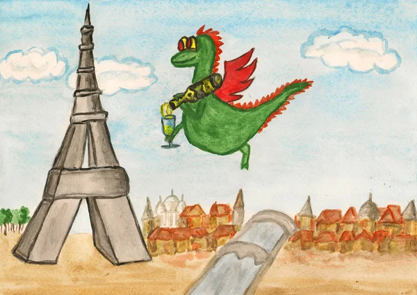 Dragon nyår kommer till Frankrike — Stockfoto