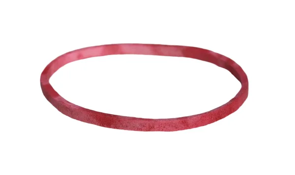 Красный резиновый браслет на белом фоне — стоковое фото