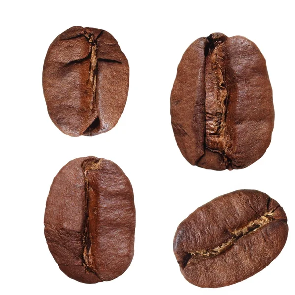 Kaffebönor isolerad på vit bakgrund (set) — Stockfoto