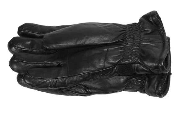 흰색 배경에 고립 된 검은 가죽 장갑 — 스톡 사진