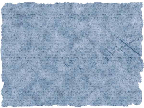 Голубая бумажная текстура с буквами на белом фоне — стоковое фото