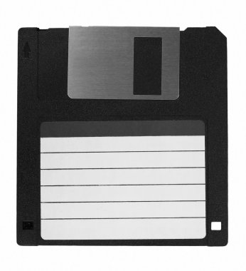 Manyetik floppy disk etiketi beyaz zemin üzerine