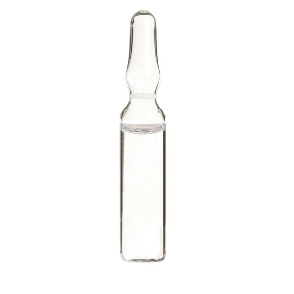 Medizinische Ampulle aus klarem Glas isoliert auf weißem Hintergrund — Stockfoto