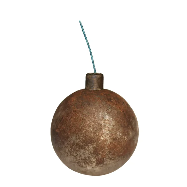 Old rusty metal bomb isolated on white — Stock Photo, Image
